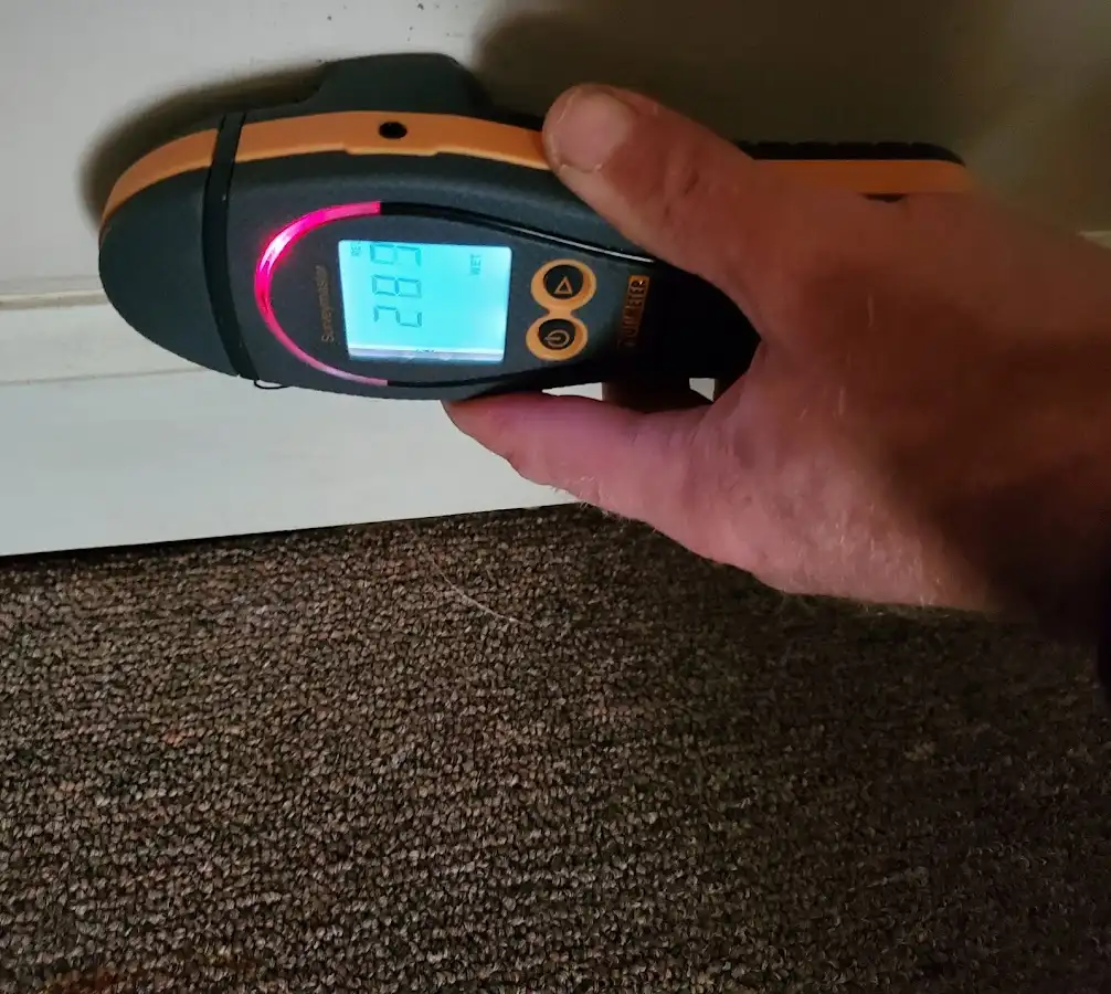 Moisture detection at baseboard during Sewage Cleanup & Sanitation in Rockland